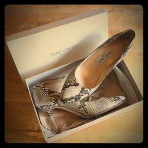 Jimmy Choo Snakeskin Pointed-Toe Pumps